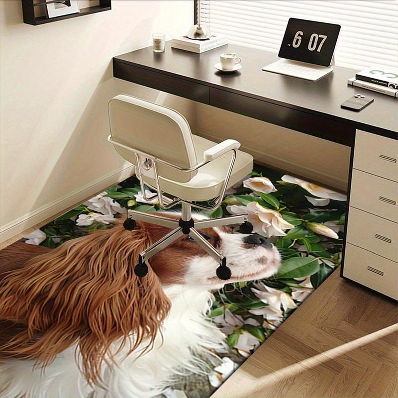 1 Stück Hund,Blumen,Gartenbüro Teppich Weich Polyester Eingangsteppich Waschbar Rutschfest Maschinenwaschbar