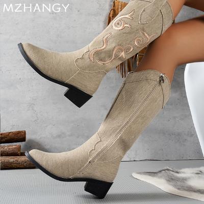 Pointed Toe Women Suede High Boots Designer Fashion Casual Walking Shoes Boots Women 2024 Trend New Winter Dress Botas Mujer