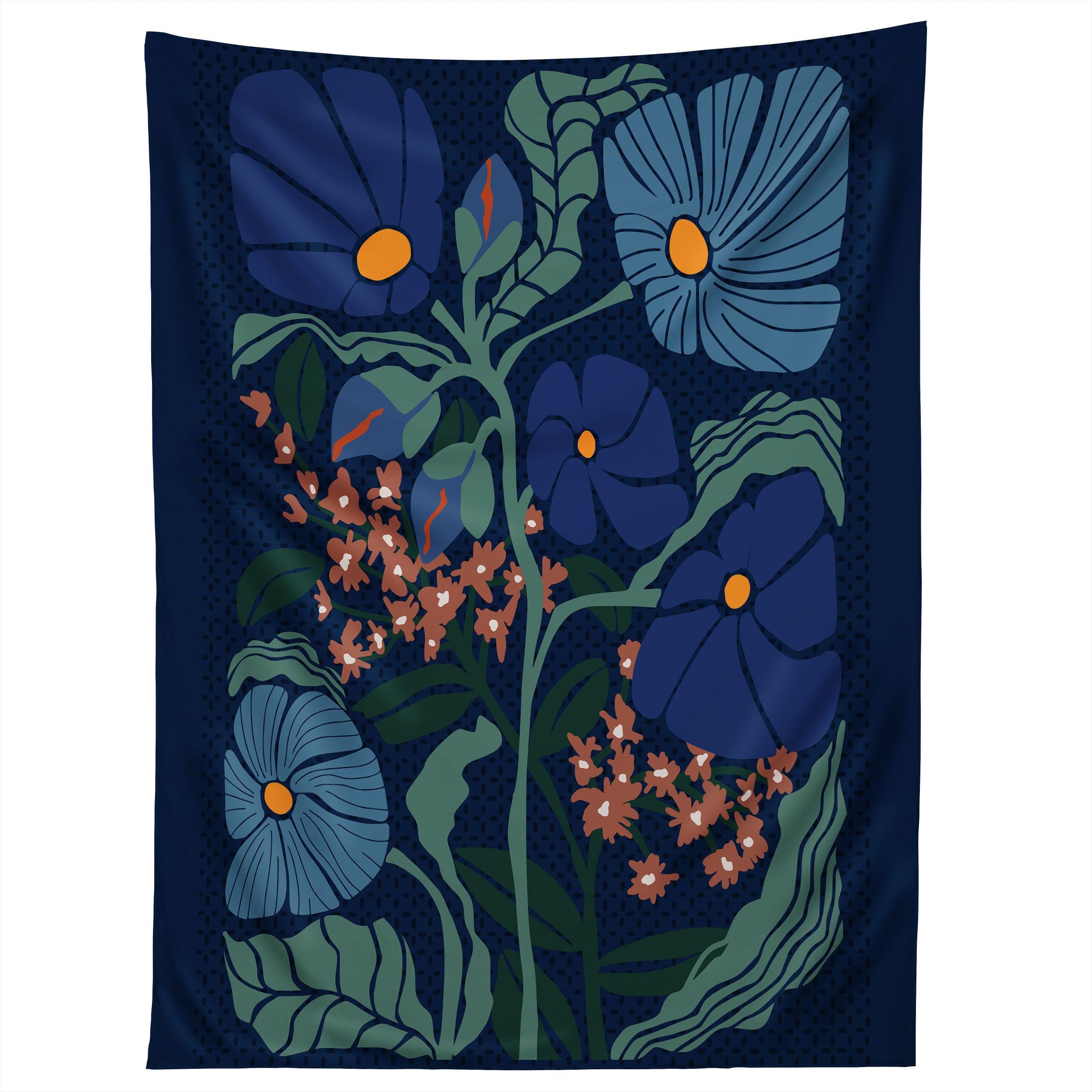 KLIMT FLOWER DARK BLUE tapestry 75x100 чёрный
