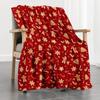 Gingerbread Tree Pattern Flannel Blanket Machine Washable Modern Red Blanket All Seasons Digital Printed Polyester Home Decor