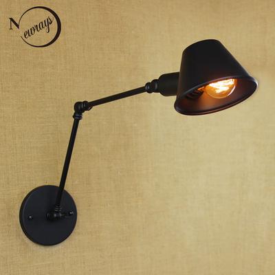 Poddasze Retro matowy czarny żelazny abażur kinkiet regulowany Rocker E27/E26