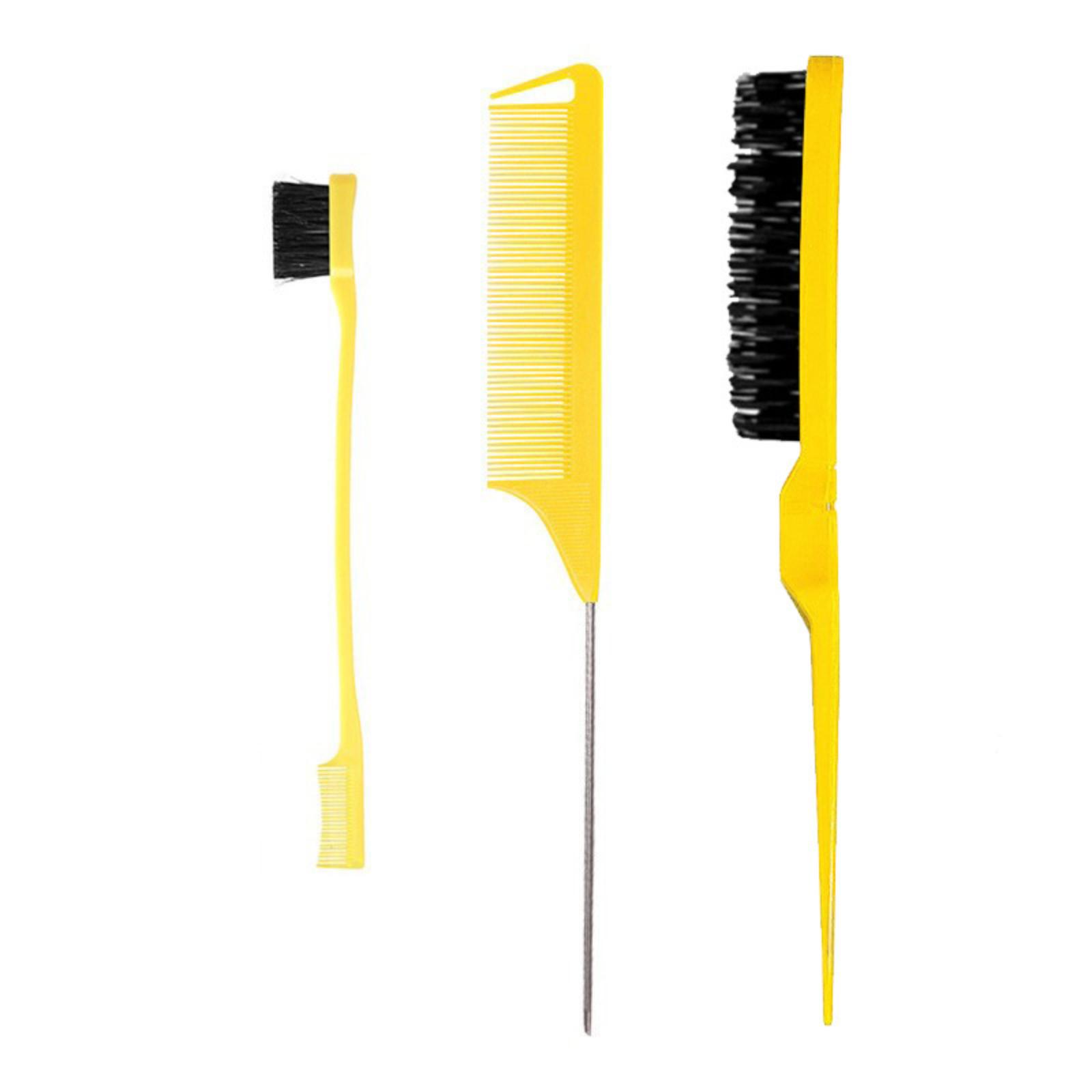

Three-Piece Comb Set: Detangling Comb, Styling Comb, Hairdressing Tools, Hairdressing Comb, Double-Ended Eyebrow Brush, Tapered Tail Comb One Size