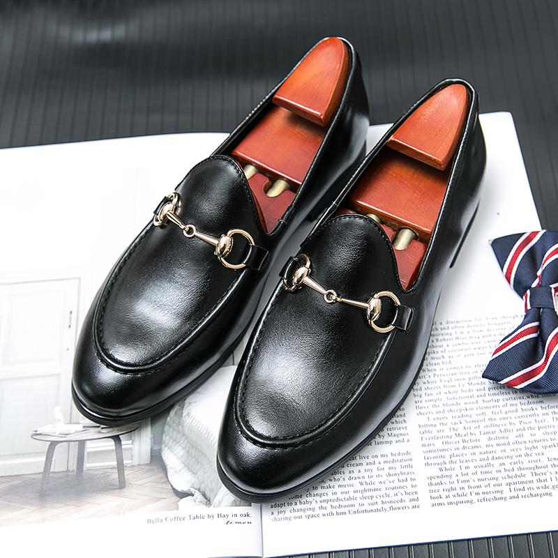 Fashion Luxury Men Formal Shoes Black Brown Classic Horse Buckle Fashion Versatile Loafers European Gentlemen Shoes Size 38-48 Men Shoes