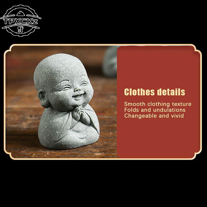 1/4Pcs Home Decor Cute Stone Little Monk Statues With Serene Zen Vibes Ornament For Meditation Space Desk Meaningful Gifts