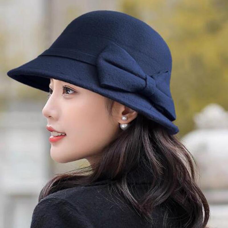 Women'S Hat Fedora Hat For Women Temperament Elegant Church Autumn Winter Women'S Bow Hat High Quality Top Hat Wedding