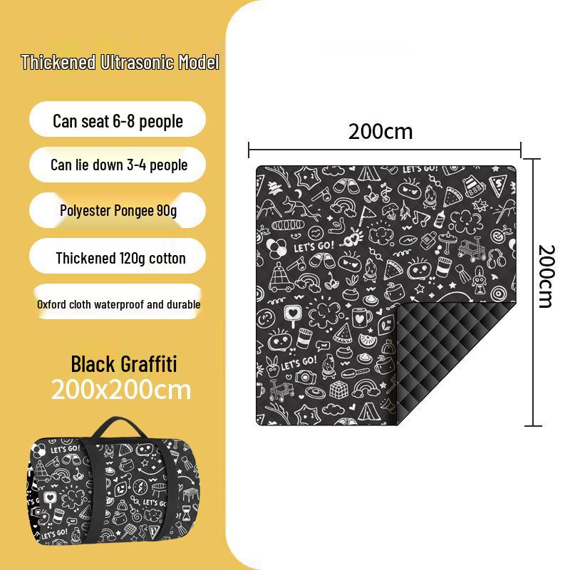 Tapis de pique-nique épaissi à ultrasons: Coussin d'extérieur résistant à l'humidité pour pelouse et camping avec piquets de sol