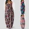 Women's Fashion Plus Size Women's Polygonal Print Sexy Deep V  Long Dress