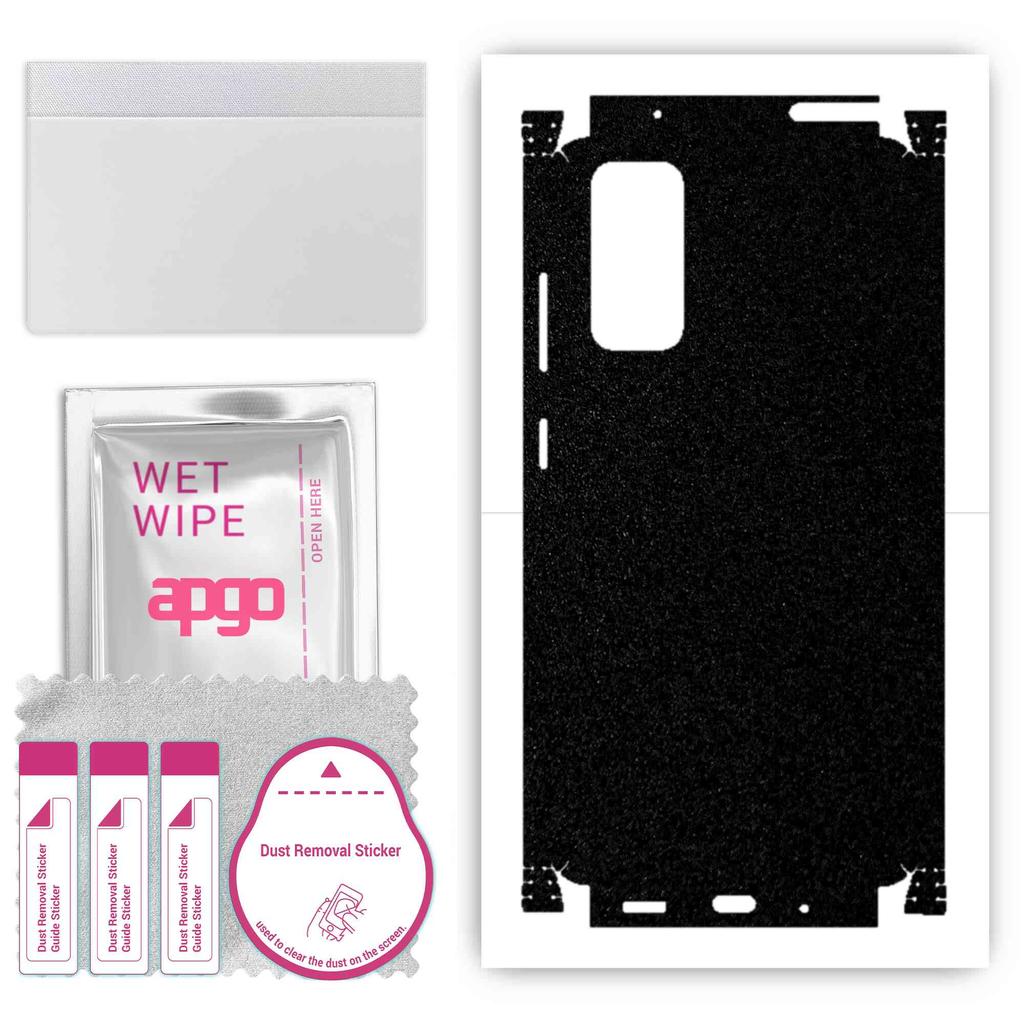 apgo מדבקת עור מגנה לגב+צדדים תואמת ל-Samsung Galaxy S20 FE 5G, סרט עטיפה מלאה, רדיד, ויניל - דוגמה שחור מט