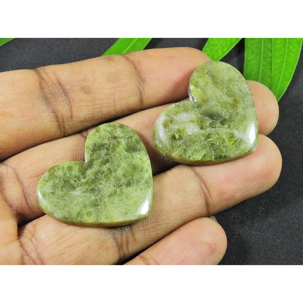 31-32MM Vessonite?Heart 2 Pcs Healing Heart Cabochon loose Gemstone 86Cts. SK-4124