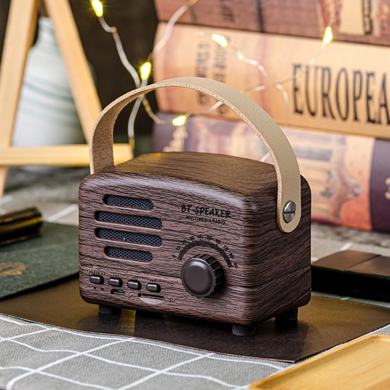 Retro-Mini-FM-Radio, klassischer FM-Empfänger, Vintage-Bluetooth-Lautsprecher, schwerer Bass-Subwoofer, TF-Player, wiederaufladbare Radios als Geschenk