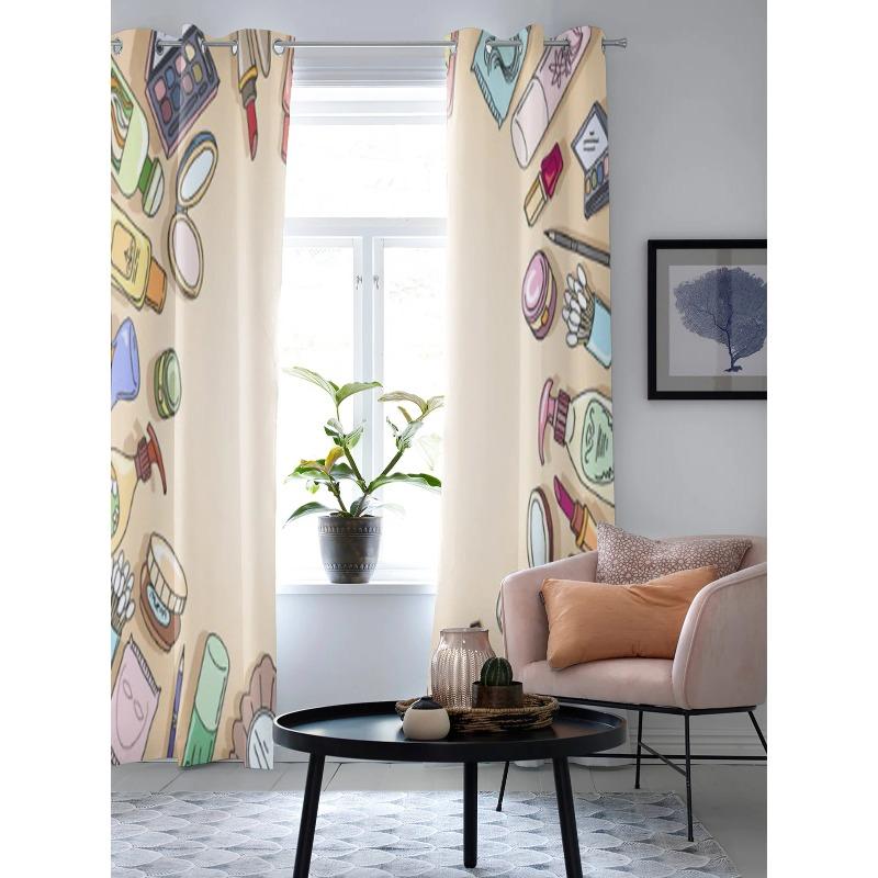 Modern Window Curtains Cosmetics Hand Drawn Luxury Fashion Curtains for Living Room Bedroom Kitchen Drapes