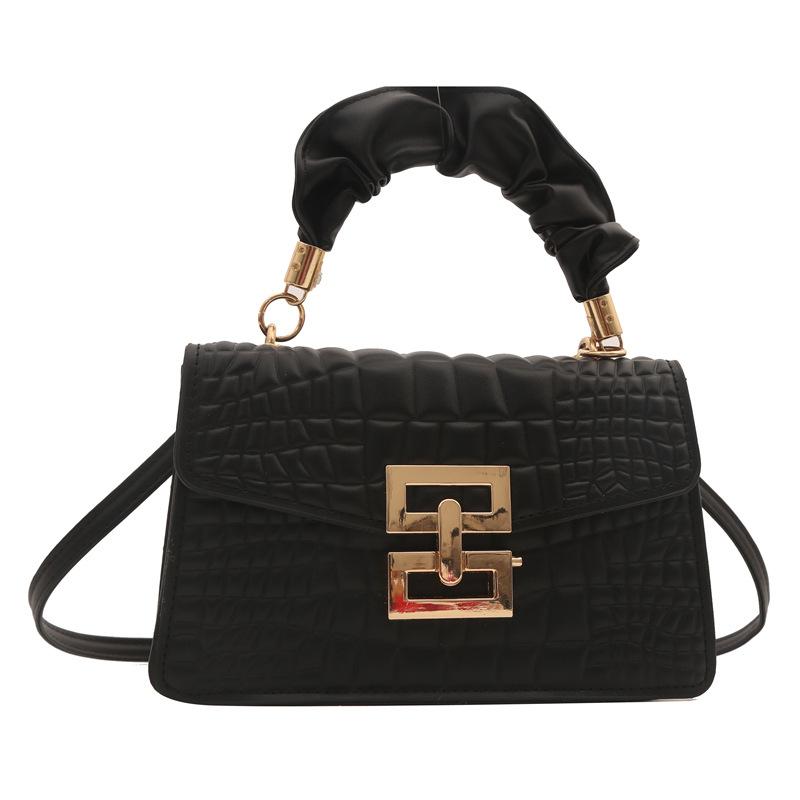 

Маленькая женская сумка с замком под крокодиловую кожу 2024 года, новый тренд в иностранном стиле, модная маленькая квадратная сумка с текстурой на плечо, сумка-мессенджер чёрный