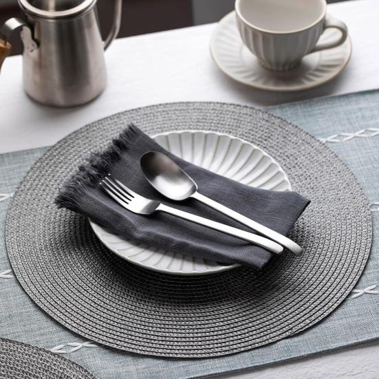Round Placemats for Dining Table, Woven Heat Insulation Pad, Biodegradable Coasters for Dishes Cups, Farmhouse Kitchen Decor