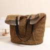 Large Hand-woven Summer Beach Handbag, Handmade Straw Tote Bag, Casual Top-handle Rattan Woven Semi-circle Clutch Bag for Women, Travel, Vacation