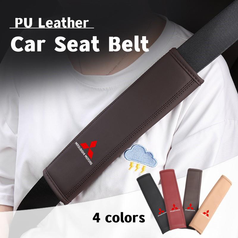 xkhr10 Leather Car Seat Belt Protector Pad Shoulder Strap Cover Interior Accessories For Mitsubishi Outlander Lancer L200 ASX Pajero