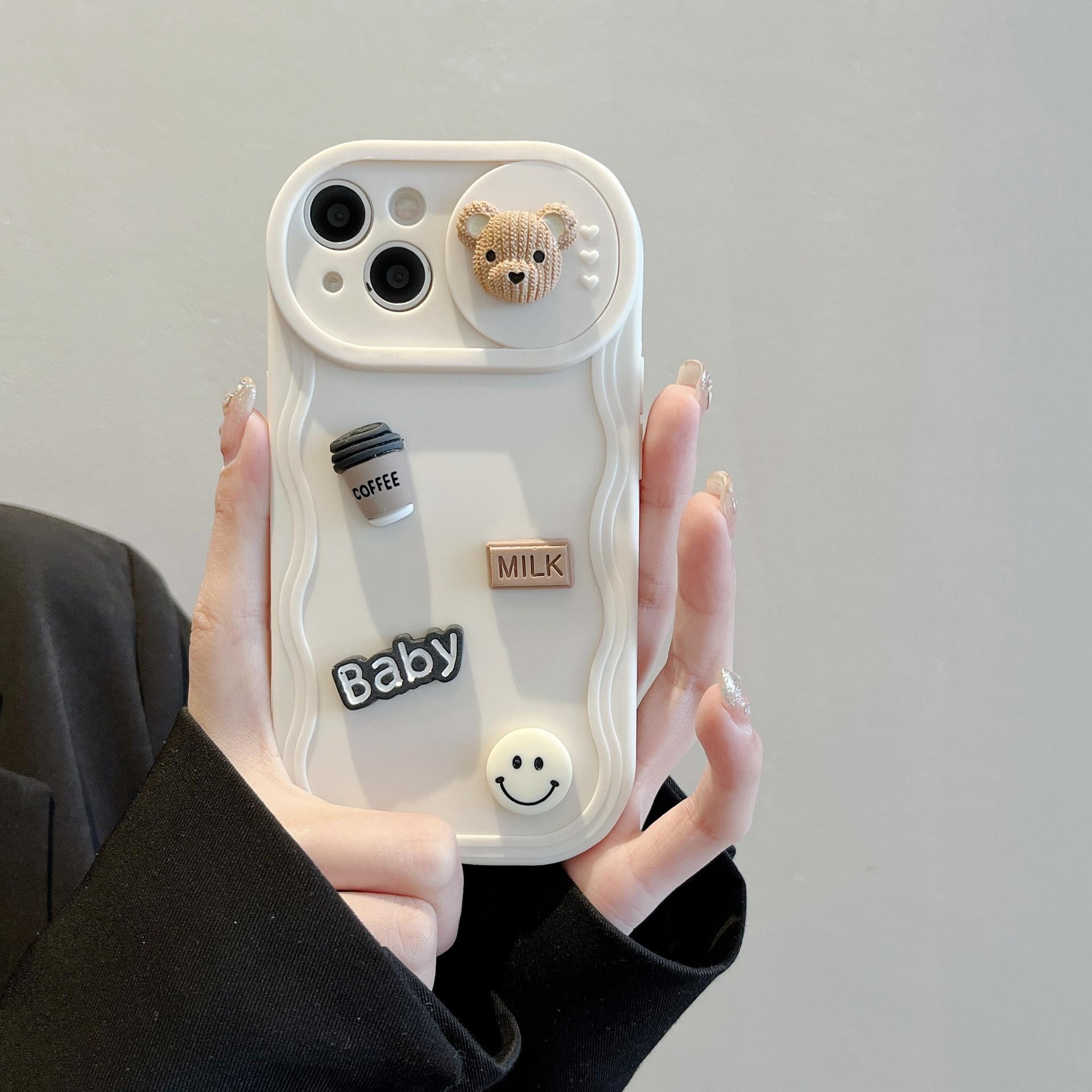 

Applicable To IPhone15PRO Mobile Phone Case Coffee Bear Wave Push Window Apple 16 Protective Cover 14 Soft Shell 12 Apple 16PROMAX