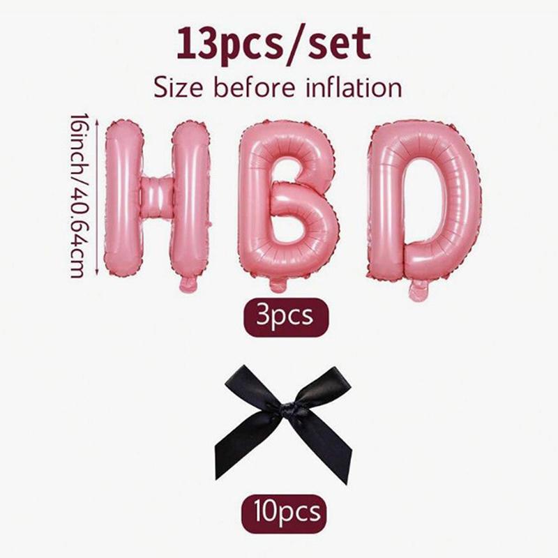 

13 шт./набор бантов, украшения, воздушные шары, реквизит для фотосъемки, банты, ленты, воздушные шары, набор праздничных принадлежностей, 3 шт. воздушных шаров, 10 шт. бантов розовый