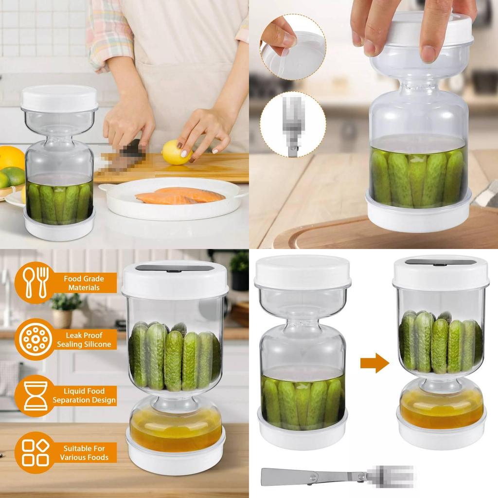 Moderner minimalistischer 300ml Acryl-Gurkenglas für Trocken-Nass-Trennung in der Küche