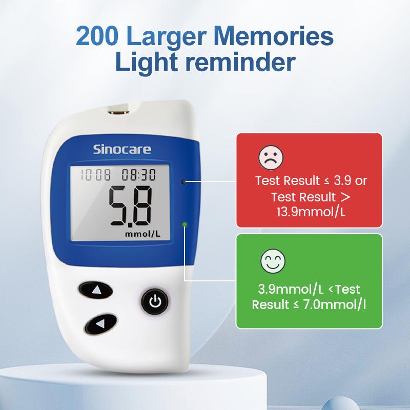 AWP1 Sinocare Safe Accu 2 Glucometer Kit Blood Sugar Meter Diabetes Sugar Test Machine Glucose Test Strips with Lancets