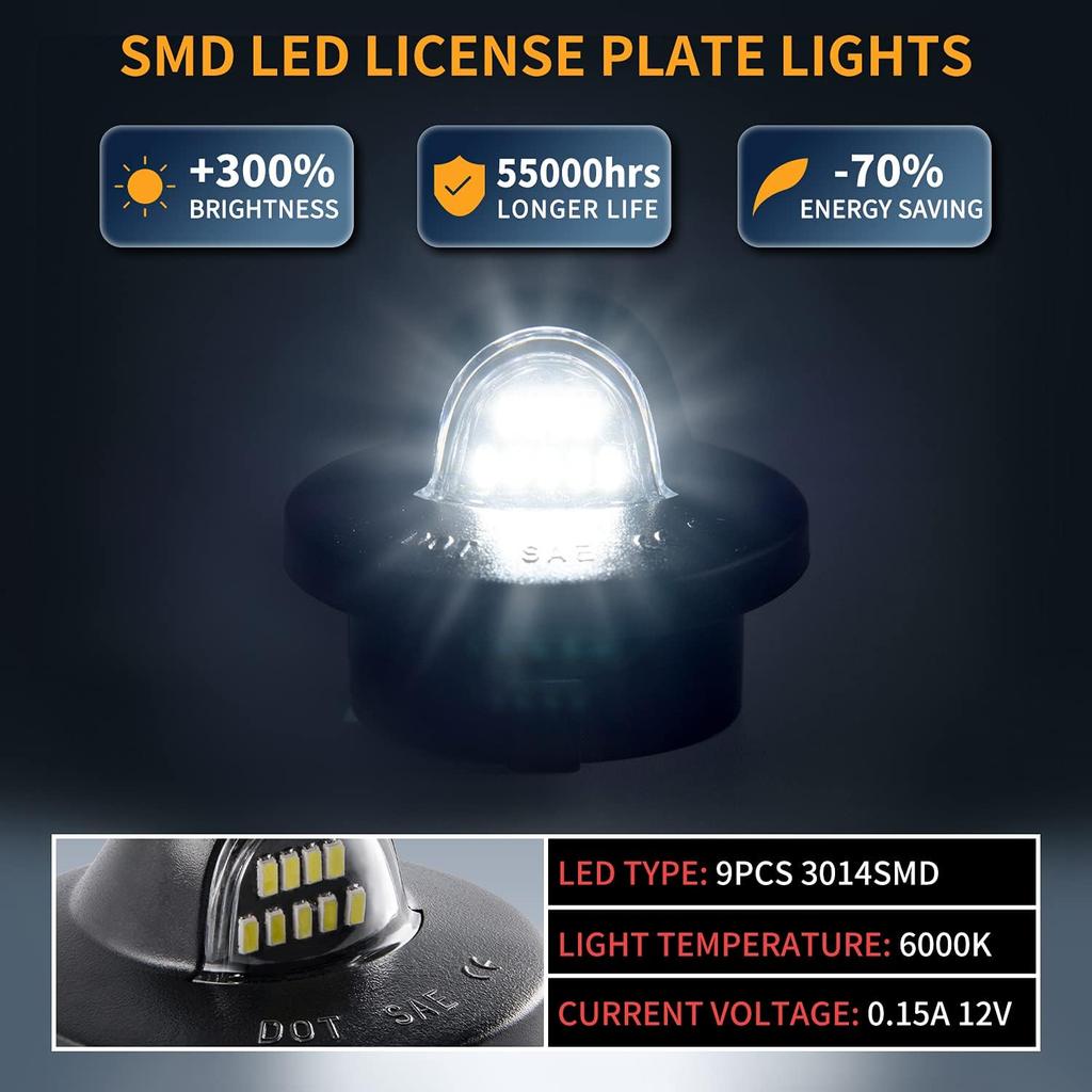 Gempro License Plate Light Assembly LED Tag Lamp Replacement for Ford F150 F250 F350 F450 F550 Superduty Bronco Excursion Ranger Expedition Explorer