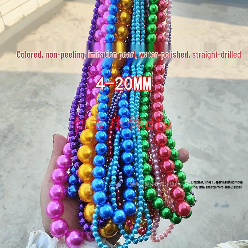 DIY Handmade Materials: 4-20mm Colored Round Loose Beads, ABS Imitation Pearls for Beading and Accessories