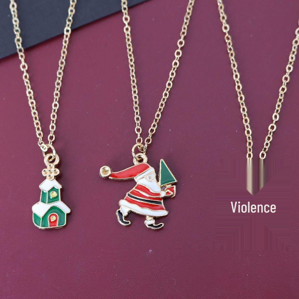 Christmas Tree Elk Enamel Drip Ornaments: DIY Metal Necklace Pendants