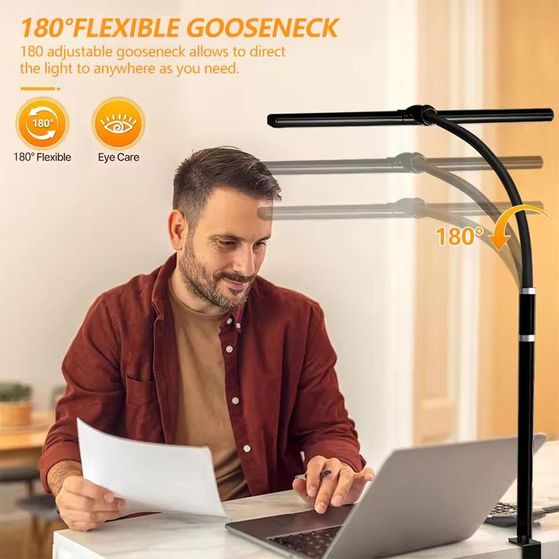 Dimmable LED Desk Smart Lamp for Home Office with Flexible Gooseneck Clip-on Table Light for Reading Workbench Drafting Nail