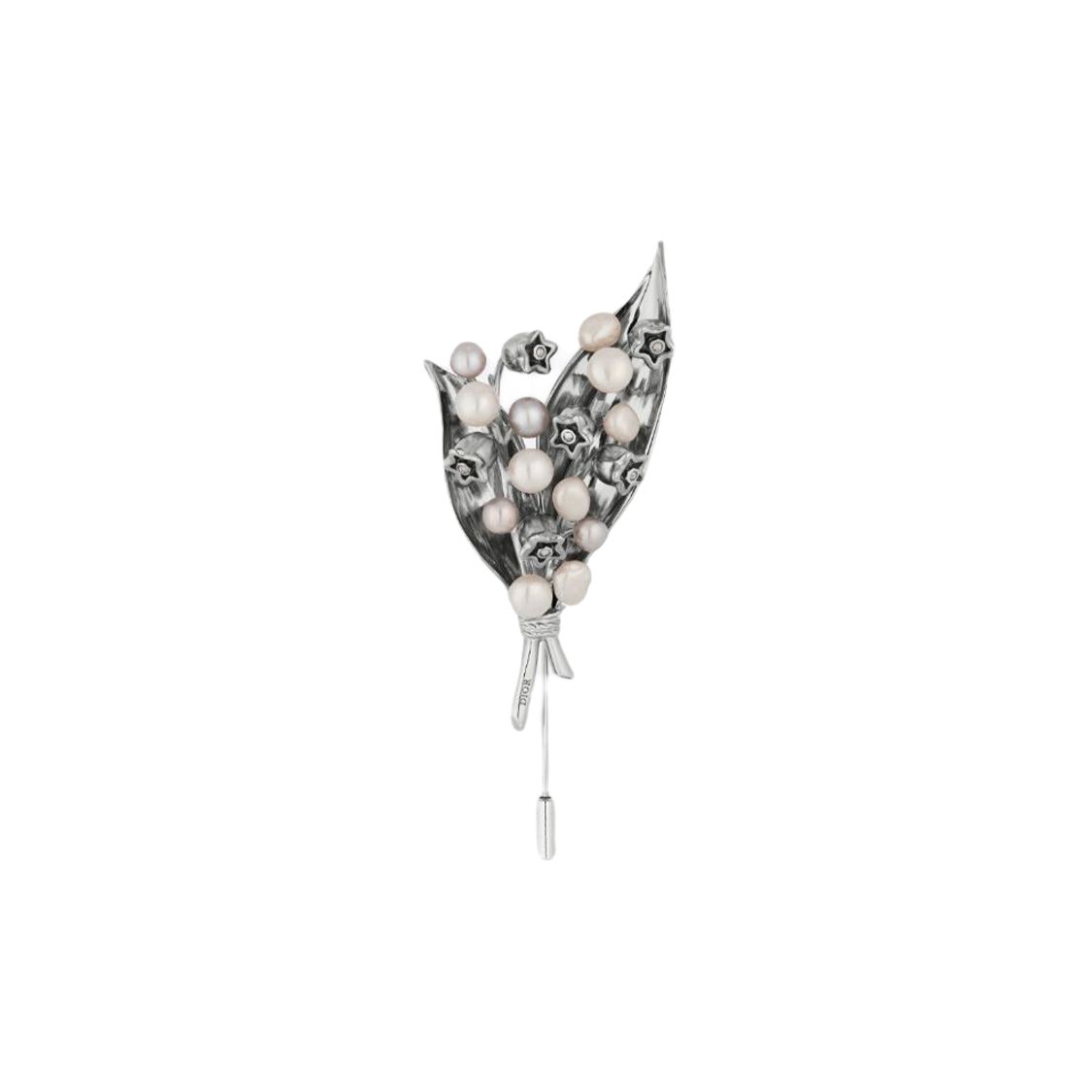 

Dior Lily Silver Plated Brass Pearl Decorated Brooch Women brooch V1013HOMGM-D009 Silver