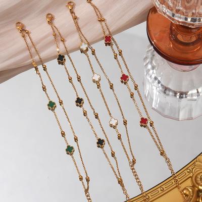 Four Leaf Clover Titanium Steel Bracelet with a Light Luxury and High-end Feel for Women, Simple and Niche, Not Fading Hand Jewelry