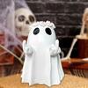 Halloween Middle Finger Ghost Statue Wreath Ghost Resin Figurine Sculpture Holiday Party Home Office Desktop Decoration Ornament