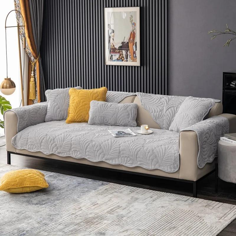 Chenille Sofa Cushion Non-slip 4 Season Universal Sofa Cover Solid Color Irregular Leaf Sofas Towel Living Room Decor Cushion