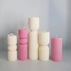 Geometry Stripe Pillar Candle Molds Plastic Column Making CandleHolder Wedding Items 3D Silicone Mold Taper Acrylic Party Supplies