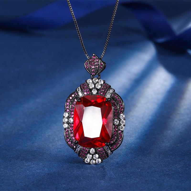 Ювелирные изделия Медное основание Позолоченная Имитация корунда Толстый Прямоугольный Черное золото Персонализированная подвеска 15 * 20