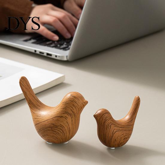 Minimalist Interior Design Pieces Bird Figurines with Wood Grain Look, Modern Home Decor Animal Sculptures, Ceramic Birds Abstract Ornaments