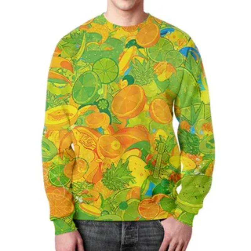 

New Men s Long Sleeved Round Neck T-shirt Fruit 3D Digital Printing Comfortable Plus Size Fashionable Unique Autumn Winter T-shirt 6XL