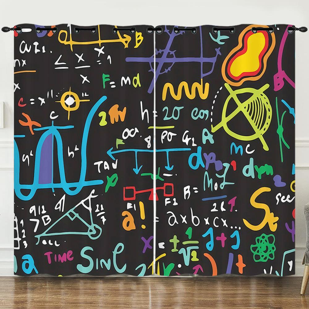 Zasłona Geometryczna Wzór Liczbowy Drukowanie Cyfrowe 3D Zasłona zaciemniająca Przelotki