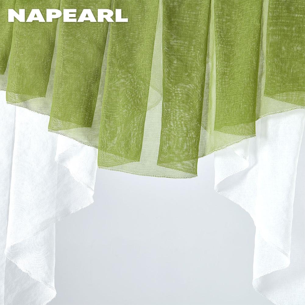 1PC NAPEARL Fashion Two Color Tulle Valance Door Curtain Short Rod Rocket Decorative Window Kitchen Curtain