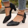 Women's Sandals Women's Thick-heeled One-strap Casual Shoes Medium-heeled Sandals