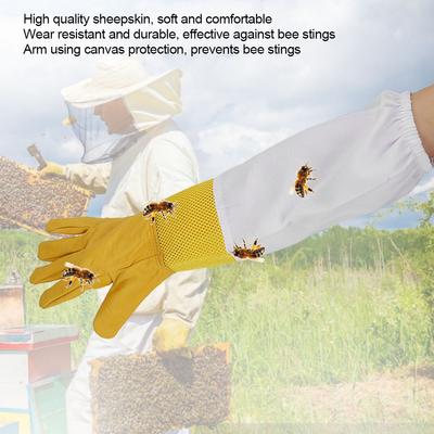 2 Stück Lammfell Gelb Gegen Bienenstich Hohl Atmungsaktiv Handschutz Imkerhandschuhe Bienenstock Werkzeug Ausrüstung