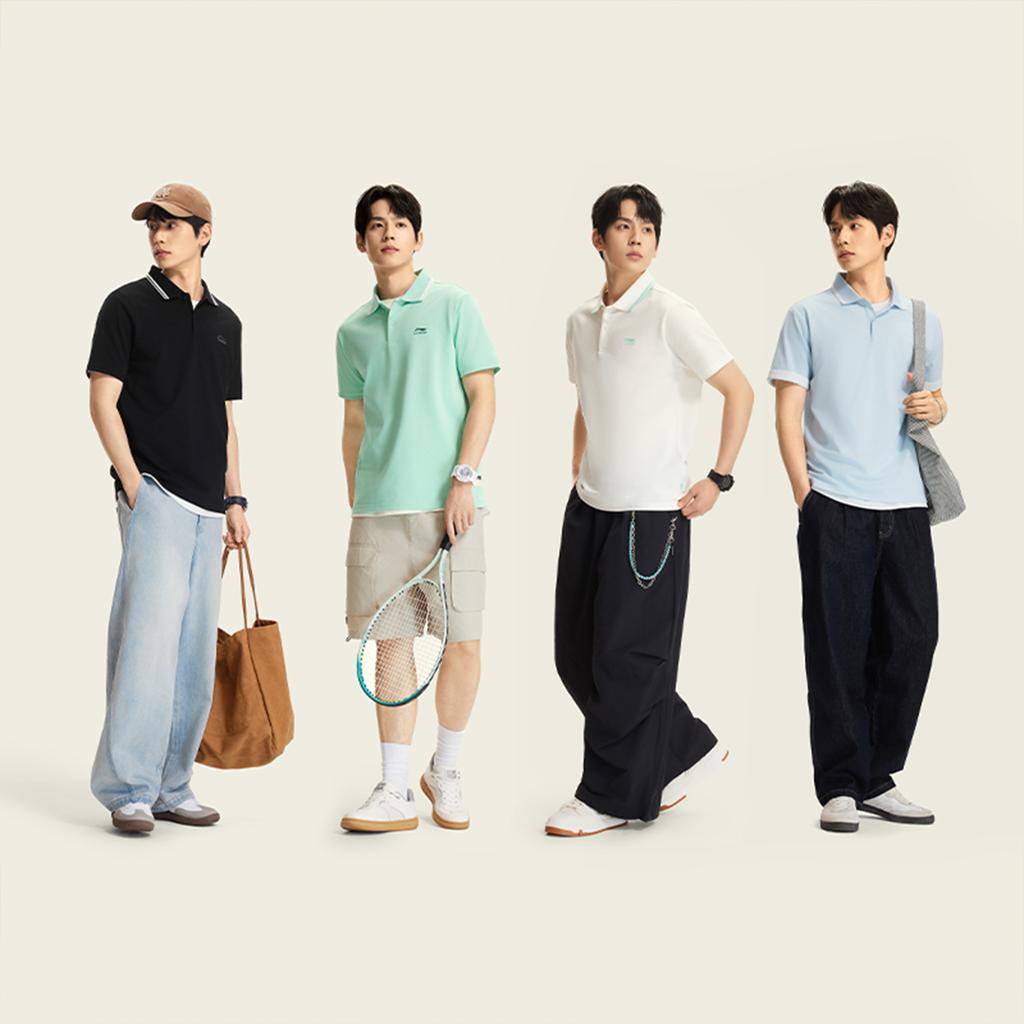 Li Ning Sports Trend Series Quick-Dry Cool Polo Shirt With Brand Logo Men tops APLW201-7