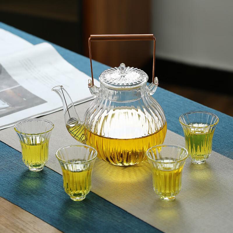 Chrysanthemum Petal Glass Tea Kettle Set