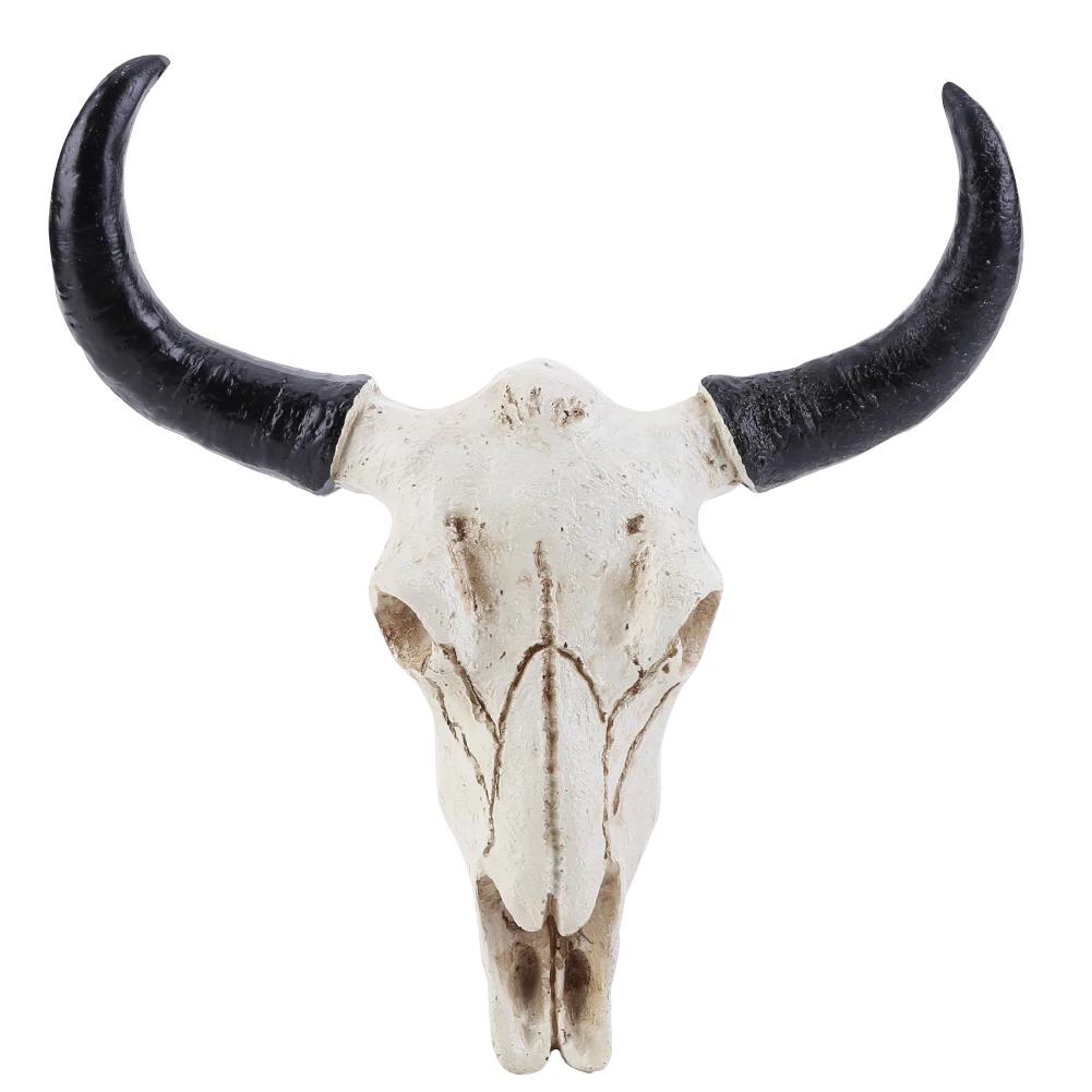 1/2PCS Resin Longhorn Cow Skull Head Retro Bull Skull 3D Animal Horns Sculpture Figurines Crafts Wall Hanging Decorations