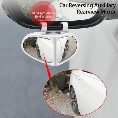360° Rotating Car Blind Spot Mirror - Shatterproof Convex Reverse Assist for Truck/Van Parking & Trailer Hitching