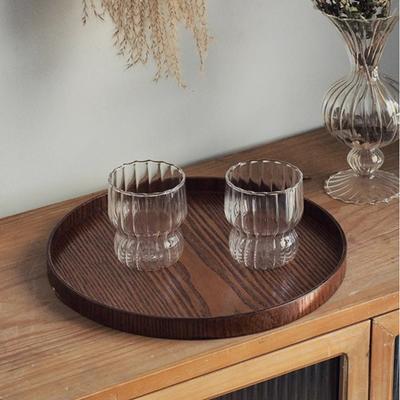 Vintage Runder Serviertablett Holz Holzplatte Tee Speisentablett Frühstück Abendessen Badezimmer Organisation Mehrzweck Aufbewahrungstabletts