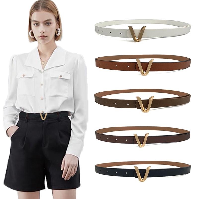 

Женские ремни с золотой пряжкой, тонкие джинсовые ремни из искусственной кожи, белый, черный женский пояс