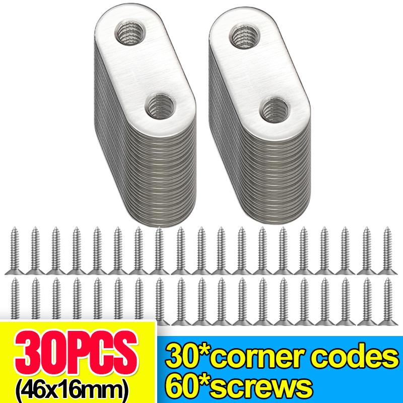 Stainless Steel Corner Bracket Metal Flat Straight Brace Fixed Connecting Plate Corner Brackets For Reapiring Furniture Cabinet