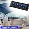 LED IP67 Waterproof Marine Boat Rocker Switch Panel 8 Gang Rocker Switch Panel Kit 12V/24V Circuit Breaker Dual USB Slots Light