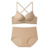 Invisible seamless front buckle underwear women's small breasts gather to prevent sagging, close sub-breasts, sexy beauty back, leopard print lace bra