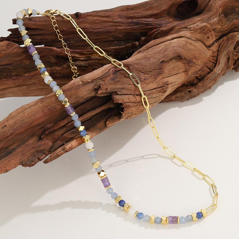 Elegant Mixed Color Stone Dopamine Beaded Necklace for Women - Rainbow Niche Fashion Clavicle Chain