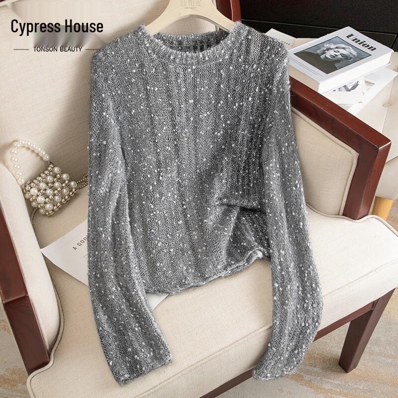 

Женский трикотажный пуловер Sibaishe с пайетками и круглым вырезом XL